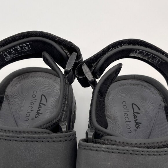 Clarks Wesley Bay Size 10M Black Synthetic Hook Loop Trail Tread Sandal - Picture 10 of 12